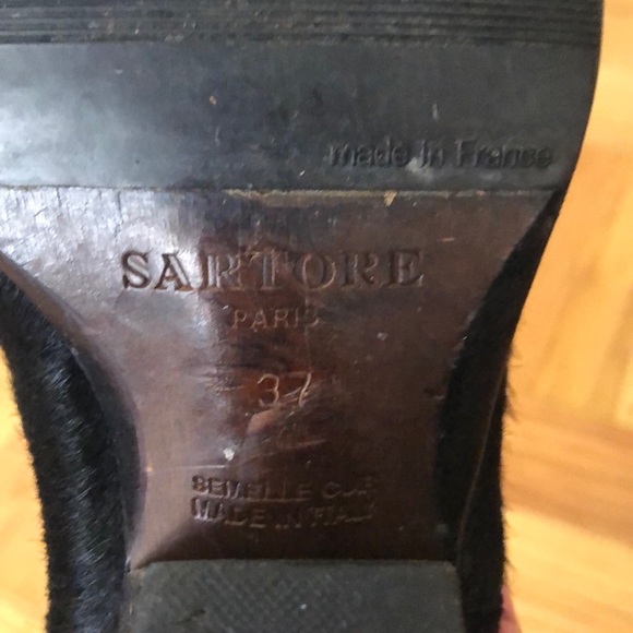 Black leather and pony hair Sartore boots - Picture 4 of 4